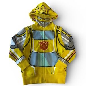 Transformers Bumblebee Youth Hoodie Yellow Zip Up Costume Graphic Sweatshirt XS